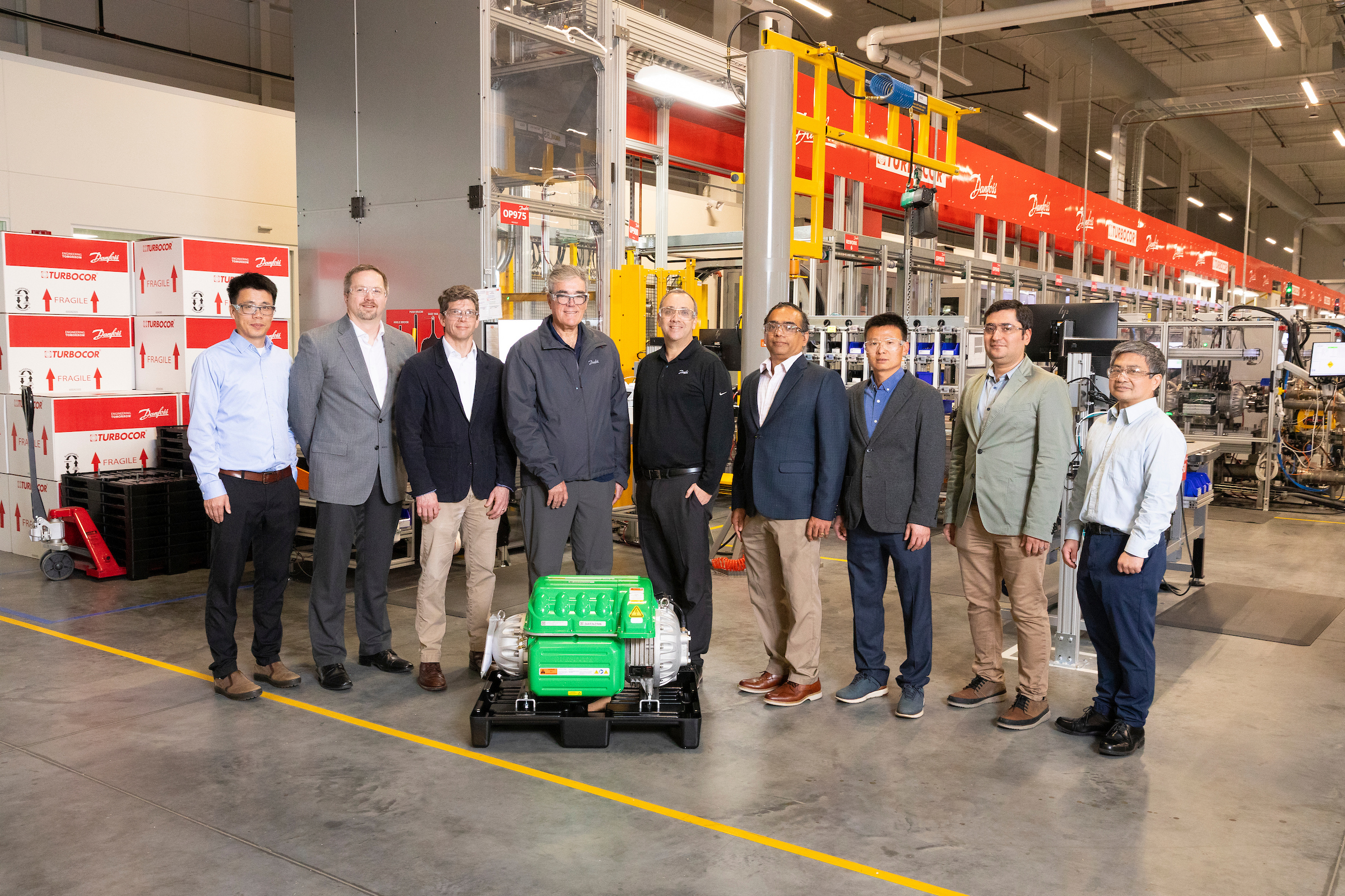 Inaugural Danfoss Faculty Fellows with Danfoss executive advisor and former Danfoss Turbocor president Ricardo Schneider (4th from left) and Danfoss Turbocor vice president Rogerio Federici (5th from left). Credit: Scott Holstein/FAMU-FSU College of Engineering 