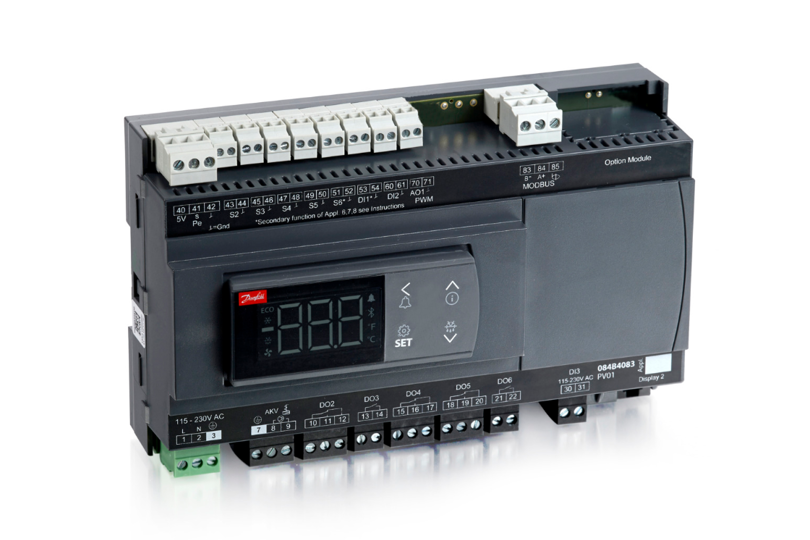 A product image of an evaporator controller, an ADAP-KOOL product by Danfoss