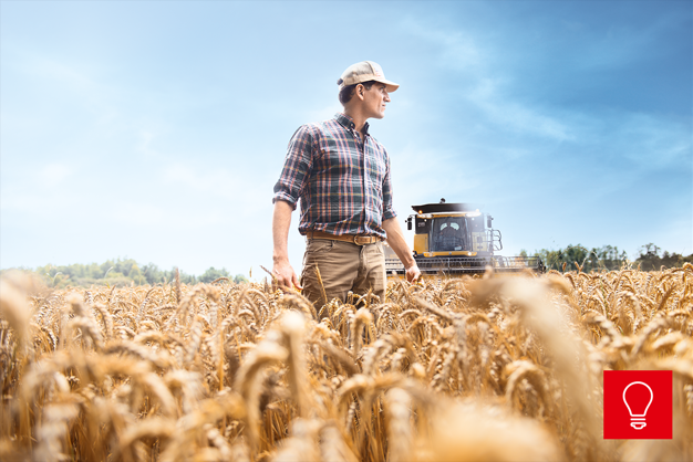 From farm to for, farmer on his field