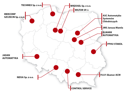 Mapa partnerów Danfoss Drives