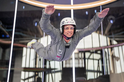 Man flying in the wind tunnel