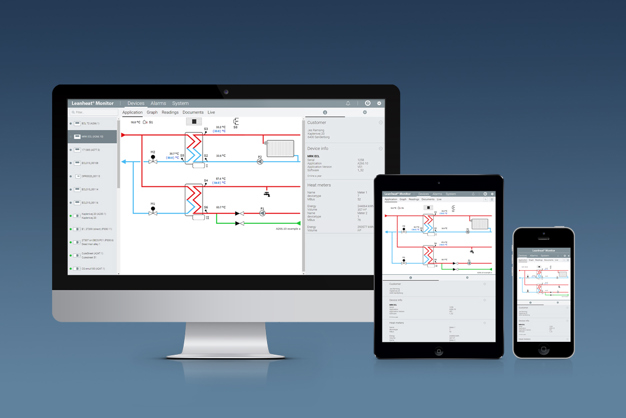 Leanheat Monitor software op pc scherm, tablet en smartphone